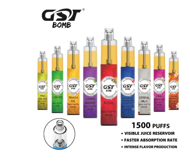 GST BOMB Disposable Vape | 1500 Puffs | 5% Nicotine Salt | 5.0ml