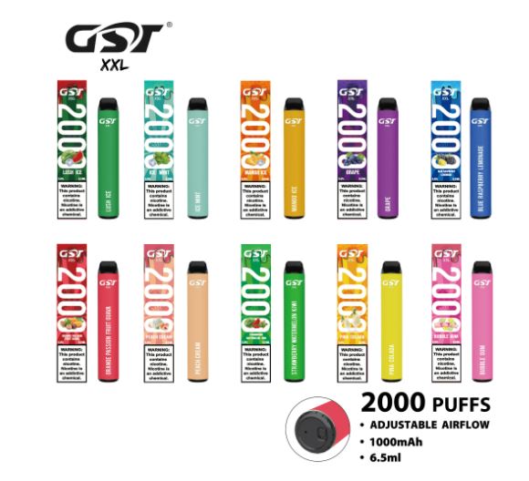 GST XXL Disposable Vape | Adjustable airflow | 2000 Puffs | 5% Nicotine Salt | 6.5ml